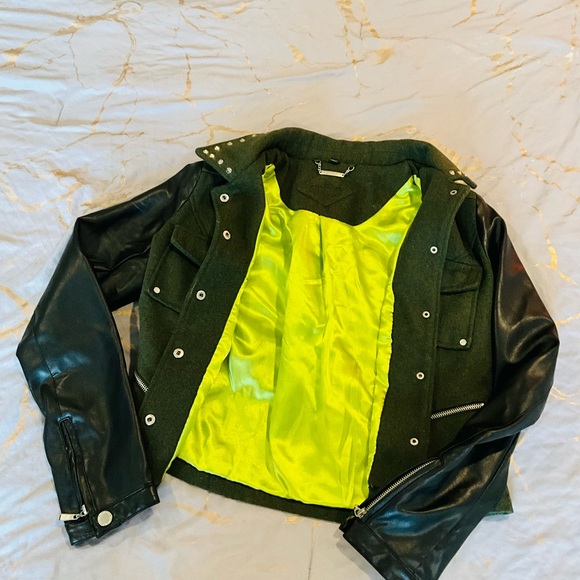 Spiked Military Green Jacket - Picture 5 of 10